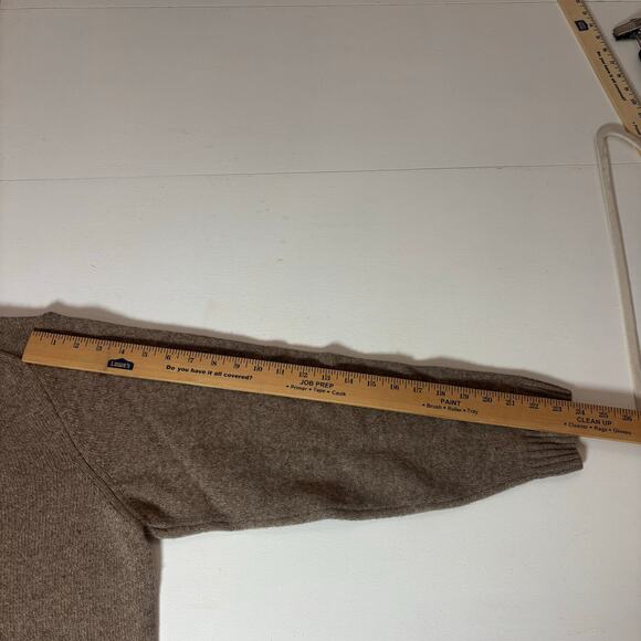 Luigi Baldo 100 % Wool Sweater Quarter zip Taupe Brown Grandpacore old money - Picture 5 of 12